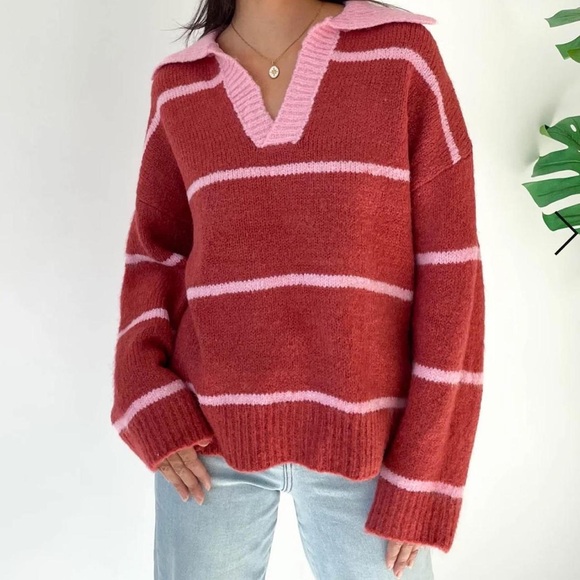 Sweaters - Grey Bandit Striped Knit Sweater
